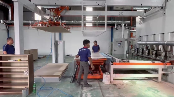 Buy Melamine Furniture Board Laminated MDF HDF PB Hot Press Laminating Machine 15KW online manufacture